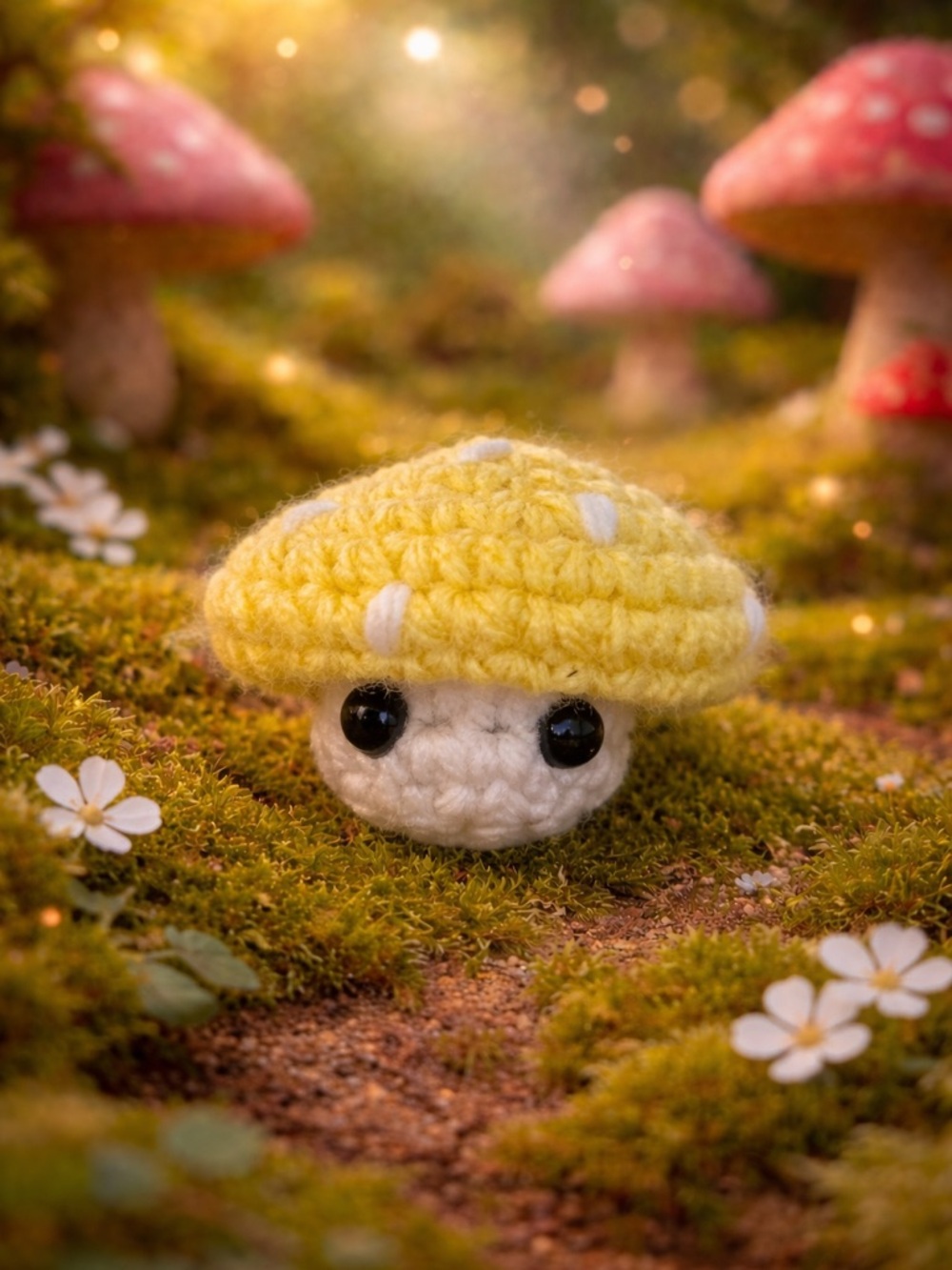 Crochet Popping Mushroom Spring Yellow